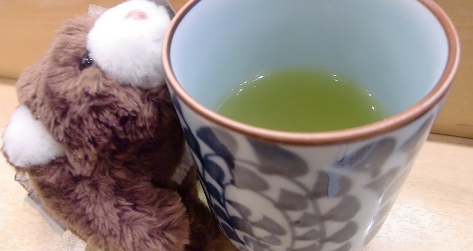 Dummie tries to drink green tea