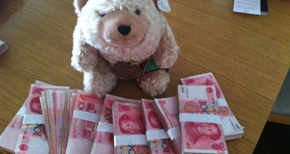 Counting money for Chinese New Year